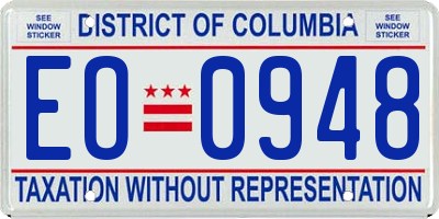 DC license plate EO0948