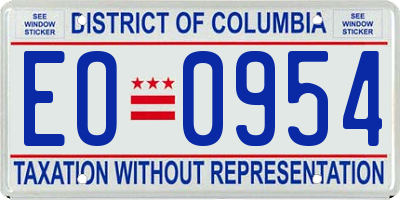 DC license plate EO0954
