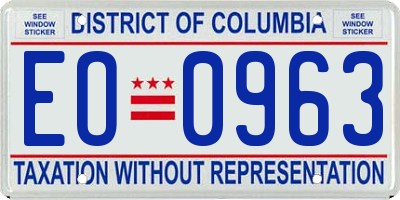DC license plate EO0963