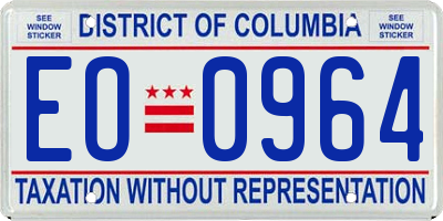 DC license plate EO0964