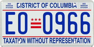 DC license plate EO0966
