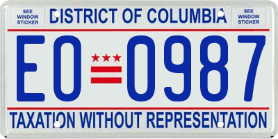 DC license plate EO0987