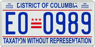 DC license plate EO0989