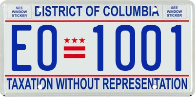 DC license plate EO1001