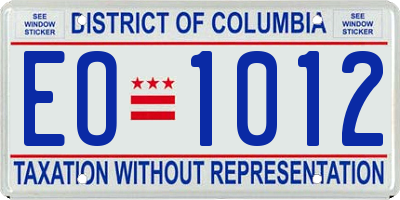 DC license plate EO1012