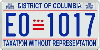 DC license plate EO1017