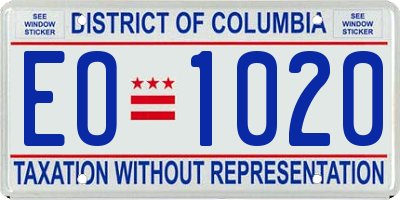 DC license plate EO1020