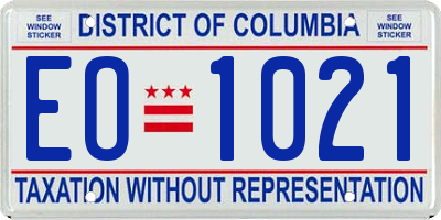 DC license plate EO1021