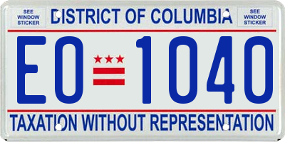 DC license plate EO1040