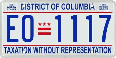 DC license plate EO1117