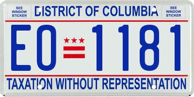 DC license plate EO1181
