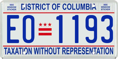 DC license plate EO1193