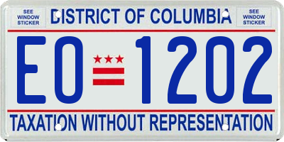 DC license plate EO1202