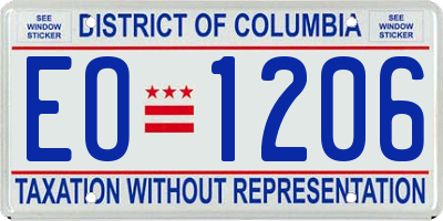 DC license plate EO1206