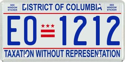 DC license plate EO1212