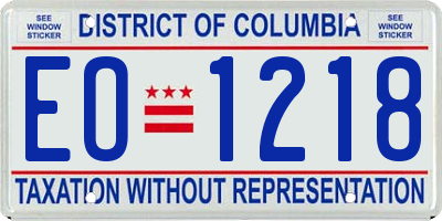 DC license plate EO1218