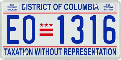 DC license plate EO1316