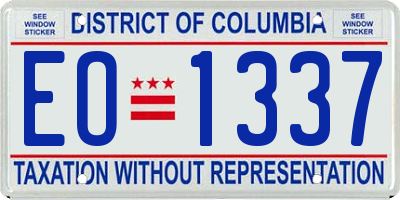 DC license plate EO1337