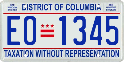 DC license plate EO1345