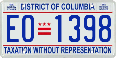 DC license plate EO1398