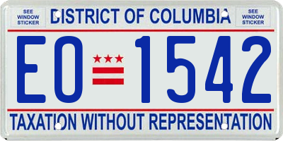 DC license plate EO1542