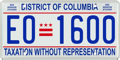 DC license plate EO1600
