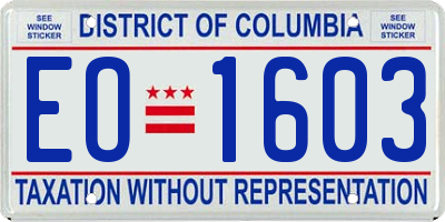 DC license plate EO1603