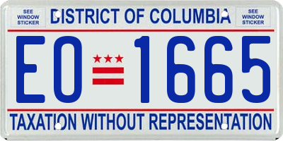 DC license plate EO1665