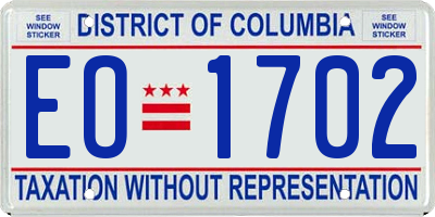 DC license plate EO1702