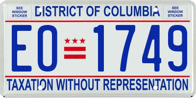 DC license plate EO1749