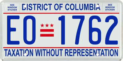 DC license plate EO1762