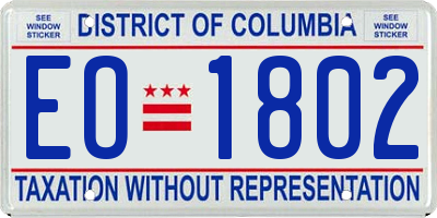 DC license plate EO1802