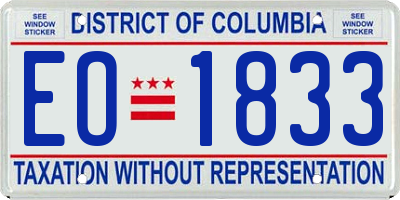 DC license plate EO1833