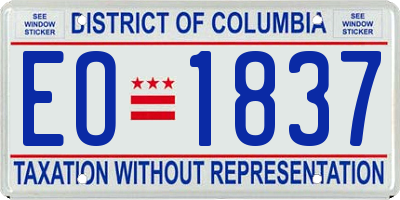 DC license plate EO1837