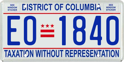 DC license plate EO1840