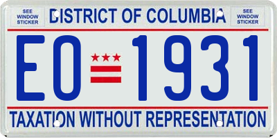 DC license plate EO1931