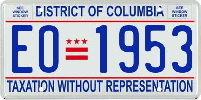 DC license plate EO1953