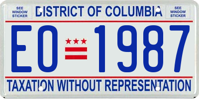 DC license plate EO1987