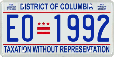 DC license plate EO1992