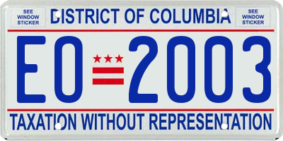 DC license plate EO2003