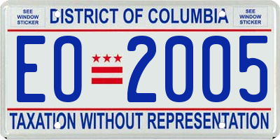 DC license plate EO2005