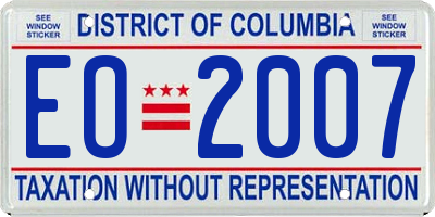 DC license plate EO2007