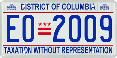DC license plate EO2009