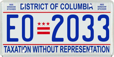 DC license plate EO2033