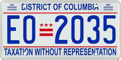 DC license plate EO2035