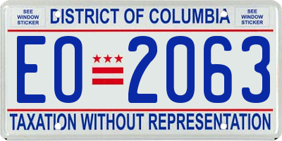 DC license plate EO2063