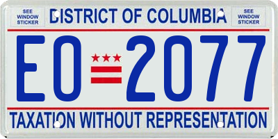 DC license plate EO2077