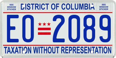 DC license plate EO2089