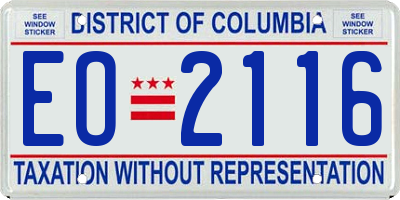 DC license plate EO2116