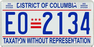 DC license plate EO2134